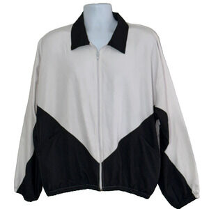 PSI Windbreaker Unisex M Black White Vintage Custom Poodle Print Show Jacket